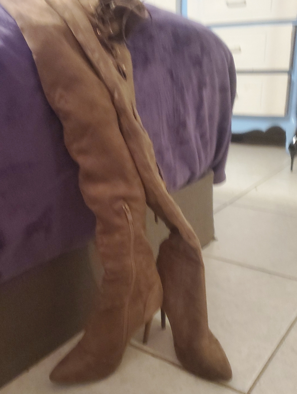 Brown Suede Thigh High  Stiletto Boots. Sexy As Hell!! Gently Used.
